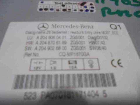 Foto 2ª: Sistema Audio Radio CD Mercedes Clase C 160 C 250 CDI BLUEEFFICIENCY 204.003) BERLINA 204CV 150KW [651911] (2009)