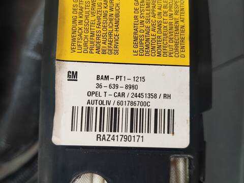 Foto 3ª: Airbag Cortina Delantero Derecho Opel Astra ESSENTIA BERLINA 90CV 66KW [Z14XEP] (2004)