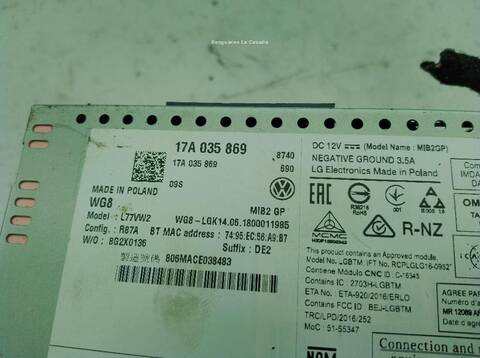 Foto 3ª: Pantalla Multifuncion Volkswagen Polo 1.0 TSI (2017)