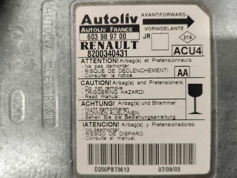 Foto 3ª: Kit Airbag Renault Scenic 1.6 16V 113CV 83KW [K4M761] (2003)