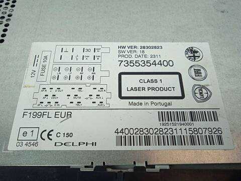 Foto 2ª: Sistema Audio Radio CD Fiat Punto 1.2 CAT 69CV 51KW [169A4000] (2011)