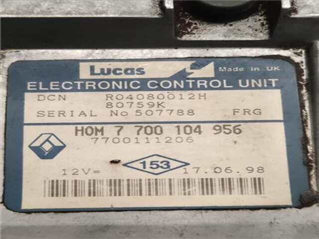 Foto 2ª: Centralita Motor ECU Renault Kangoo D 65 1.9 (KC0E. KC02. KC0J. KC0N) [F8Q 632]