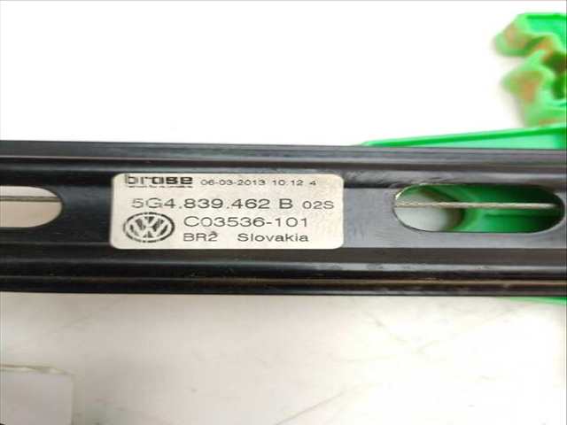Foto 3ª: Elevalunas Manual Trasero Derecho Volkswagen Golf 1.6 TDI 105CV (2012)