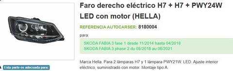 Foto 2ª: Faro Derecho Skoda Fabia 1.2 TSI 90CV 66KW