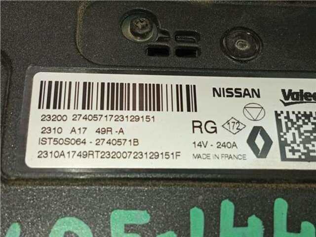 Foto 2ª: Alternador Nissan Qashqai HÍBRIDO-SUAVE ACENTA [HÍBRIDO-SUAVE 103 KW ( 1.3 LTR. - 103 KW DIG-T MHEV)]