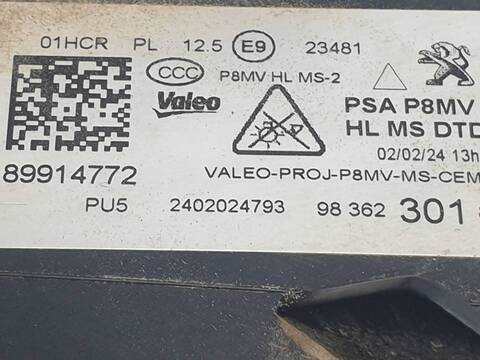 Foto 2ª: Faro Derecho Peugeot 3008 HYBRID 180 ALLURE PACK (2009)