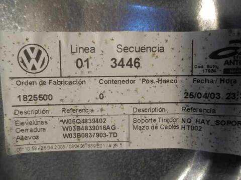 Foto 3ª: Elevalunas Manual Trasero Derecho Volkswagen Polo CONCEPTLINE 64CV 47KW [AZQ] (2003)