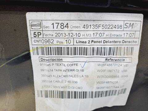 Foto 4ª: Tapizados Cartoneras Seat Leon I-TECH 105CV 77KW [CLH] (2014)
