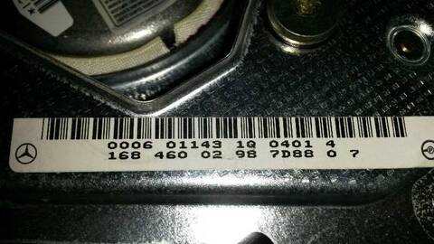 Foto 2ª: Airbag Delantero Izquierdo Mercedes Clase A 140 1.6 CAT 82CV 60KW [M166960] (2002)