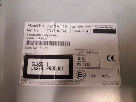 Foto 2ª: Sistema Audio Radio CD Subaru Legacy 2.0 CAT 150CV 110KW (2008)