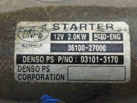 Foto 4ª: Motor de Arranque Kia Carens 2.0 CRDI EX MONOVOLUMEN 113CV 83KW [D4EA] (2003)