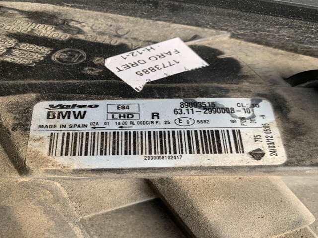 Foto 3ª: Faro Derecho Bmw X1 2.0 DI 143CV 0CV [N47D20C] (2012)