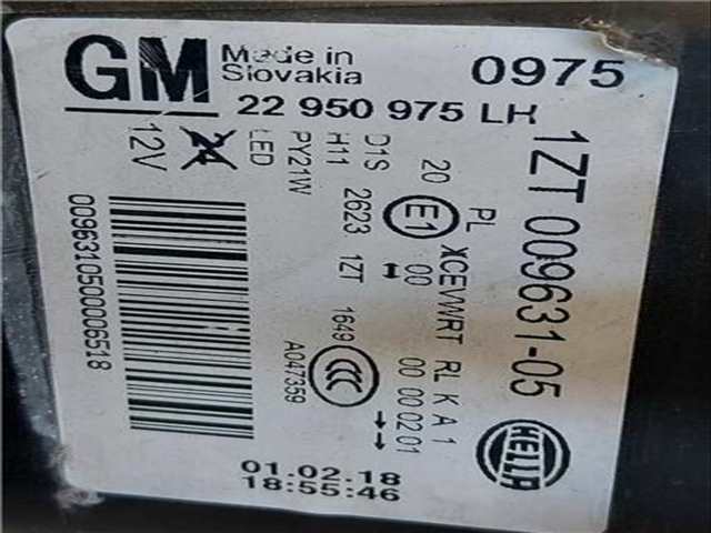 Foto 3ª: Faro Izquierdo Opel Insignia 2.0 CDTI BERLINA 160CV 118KW [A 20 DTH] (2011)