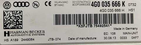 Foto 2ª: Sistema Audio Radio CD Audi A6 3.0 V6 24V TDI 313CV (2011)