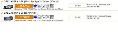 Foto 2ª: Faro Derecho Opel Astra 180CV 132KW
