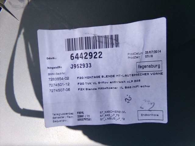Foto 3ª: Tapizados Cartoneras Bmw Serie 1 116 2.0 D F20, 2011-2015 [N47D20C] (2014)