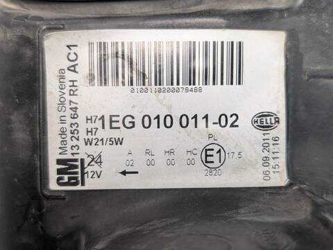Foto 2ª: Faro Derecho Opel Astra 1 7 LTR. - 81 KW 16V CDTI 2011 110CV