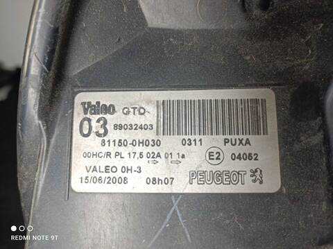 Foto 3ª: Faro Izquierdo Peugeot 107 BASICO 68CV 50KW (2005)