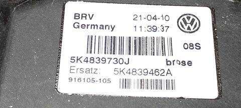 Foto 4ª: Elevalunas Manual Trasero Derecho Volkswagen Golf RABBIT BLUEMOTION 105CV 77KW (2012)