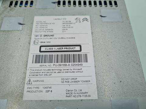 Foto 3ª: Sistema Audio Radio CD Citroen C4 BUSINESS 99CV 73KW (2016)