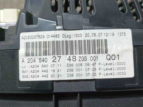 Foto 3ª: Cuadro de Instrumentos Mercedes Clase C 160 C 200 KOMPRESSOR 204.041) BERLINA 184CV 135KW [271950] (2007)