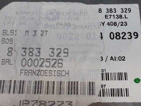 Foto 3ª: Sistema Audio Radio CD Bmw Serie 3 315 M3 COUPE 343CV 252KW [S54326S4] (2001)