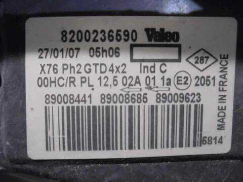 Foto 2ª: Faro Izquierdo Renault Kangoo ALIZE 68CV 50KW [K9K V7] (2007)