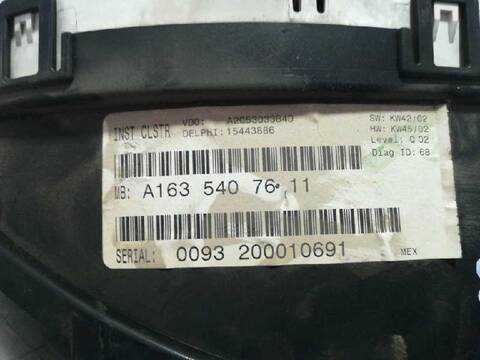 Cuadro de Instrumentos Mercedes Clase ML 270 CDI 163.113) W163)