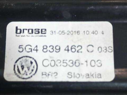 Foto 3ª: Elevalunas Manual Trasero Derecho Volkswagen Golf 1.6 TDI 105CV (2013)