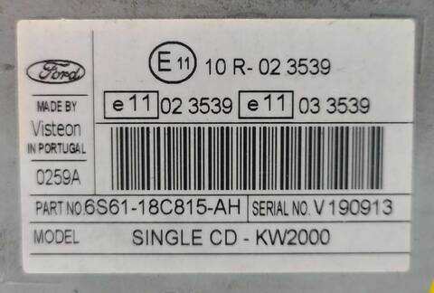 Foto 3ª: Sistema Audio Radio CD Ford Focus 1.6 TDCI 109CV (2004)