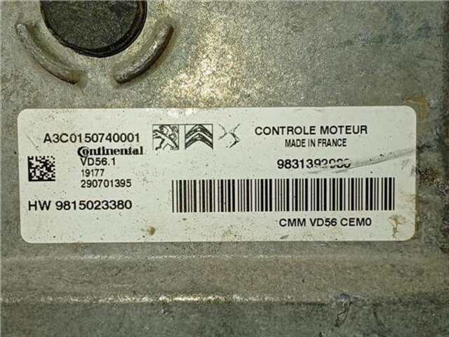Foto 2ª: Centralita Motor ECU Citroen C3 1.2 C-SERIES [1.2 LTR. - 81 KW 12V E-THP - PURETECH]