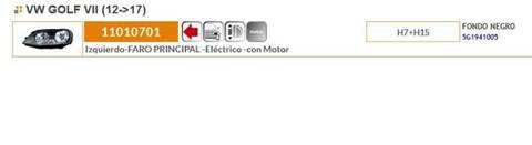Foto 2ª: Faro Izquierdo Volkswagen Golf 136CV 100KW