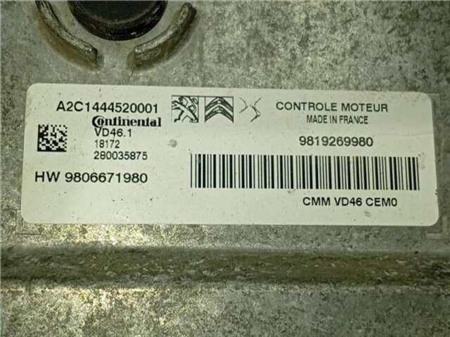 Centralita Motor ECU Citroen C3 1.2 C-SERIES [1.2 LTR. - 81 KW 12V E-THP - PURETECH]