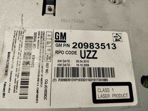 Foto 3ª: Sistema Audio Radio CD Opel Astra COSMO 1 16V CDTI 110CV (2009)