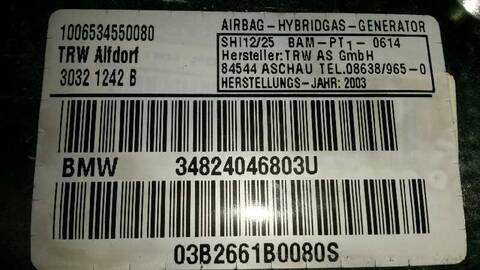 Foto 3ª: Airbag Delantero Derecho Bmw Serie 7 720 3.0 TD CAT 231CV 170KW (2001)