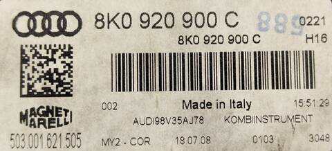 Foto 2ª: Cuadro de Instrumentos Audi A4 BASICO 2 TDI 120CV (2008)