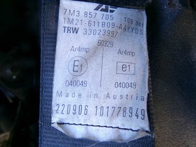 Foto 2ª: Cinturón Delantero Izquierdo Seat Alhambra 1.9 TDI 2000-2010 [BVK] (2006)