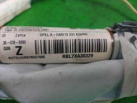 Foto 3ª: Airbag Cortina Delantero Derecho Opel Zafira 1.9 CDTI 120CV [Z19DT] (2005)