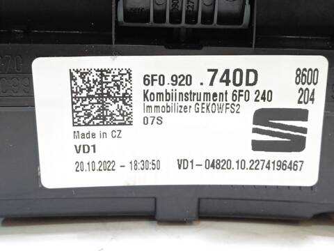Foto 4ª: Cuadro de Instrumentos Seat Ibiza 1.0 FR 110CV 81KW [DLAA] (2022)
