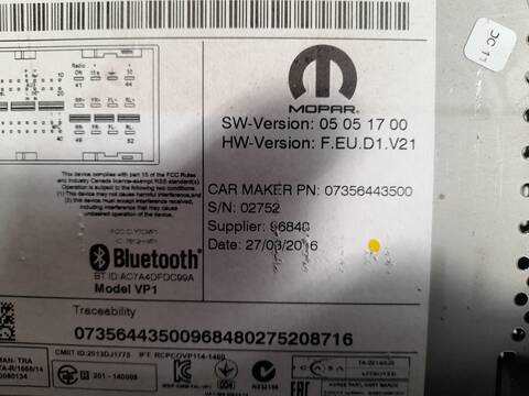 Foto 3ª: Sistema Audio Radio CD Citroen Jumper 2.2 E-HDI FAP CAT 131CV 96KW [D/ 4H03] (2016)
