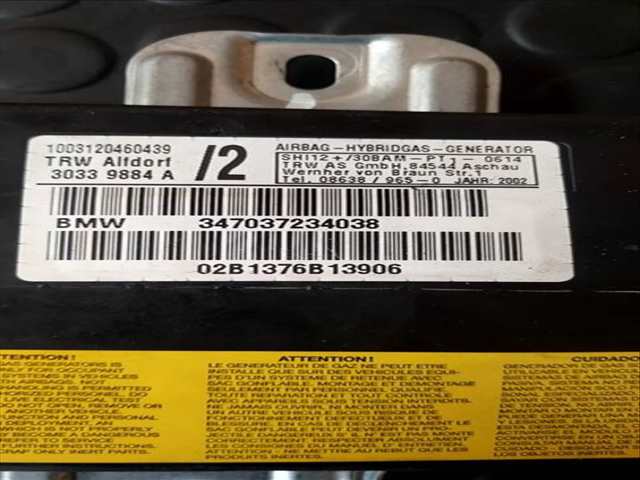 Foto 2ª: Airbag Lateral Trasero Derecho Bmw X5 3.0 24V TD CAT 184CV (2000)