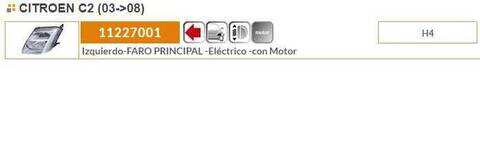 Foto 2ª: Faro Izquierdo Citroen C2 109CV 80KW