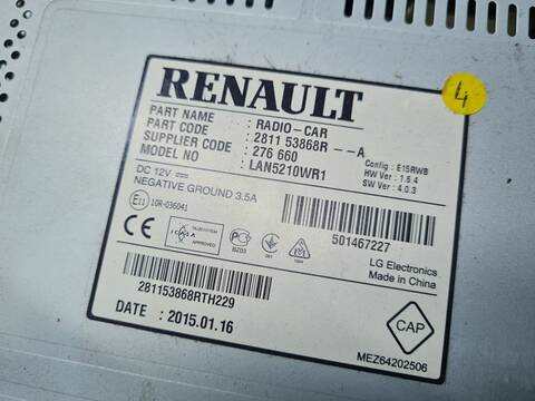 Foto 3ª: Pantalla Multifuncion Renault Clio BUSINESS 90CV 66KW [K9KC6] (2015)