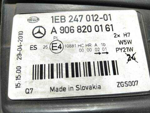 Foto 3ª: Faro Izquierdo Mercedes Sprinter 2 CDI CAT 163CV (2006)