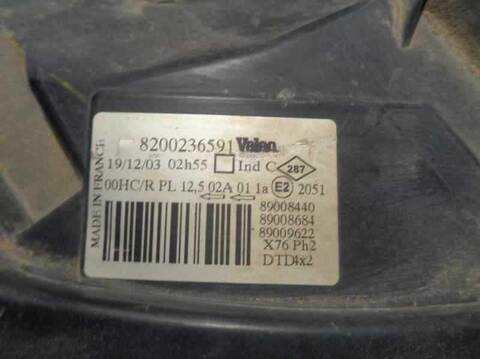 Foto 3ª: Faro Derecho Renault Kangoo ALIZE 64CV 47KW [F8Q P6] (2004)