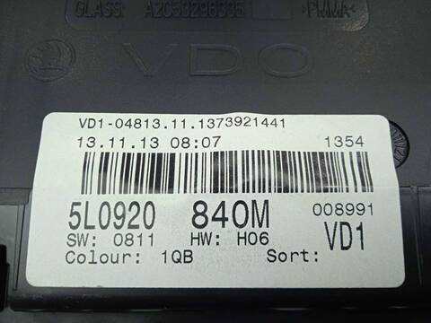 Foto 3ª: Cuadro de Instrumentos Skoda Yeti EDITION OUTDOOR 110CV 81KW [CFHA] (2014)