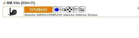 Foto 2ª: Retrovisor Derecho Mercedes Vito 98CV 72KW