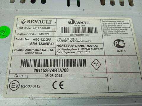 Foto 3ª: Sistema Audio Radio CD Renault Clio AUTHENTIQUE 73CV 54KW [D4F740] (2014)