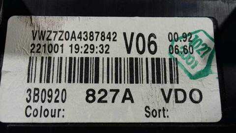 Foto 3ª: Cuadro de Instrumentos Volkswagen Passat 2.5 V6 TDI 150CV 110KW [AKN] (2002)