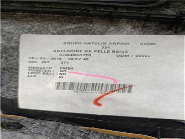 Foto 3ª: Tapizados Cartoneras Fiat 500 1.4 334AXC1B 334AXC11) 140CV 103KW [552 63 624] (2016)